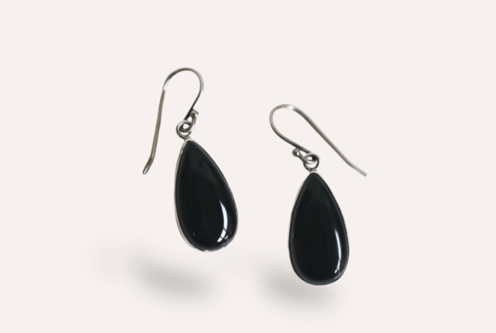 STERLING SILVER BLACK ONYX EARRING