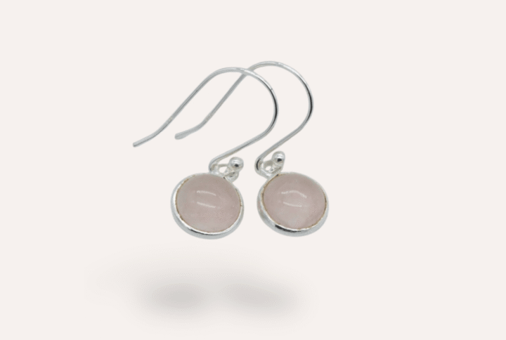 STERLING SILVER ROSE QUARTZ EARRING